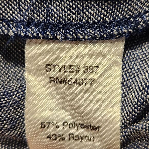 Cabi Top Tunic Blue Chambray Drape Open Back Hi Low Blouse Flowy Button‎ 387 S - Picture 12 of 13